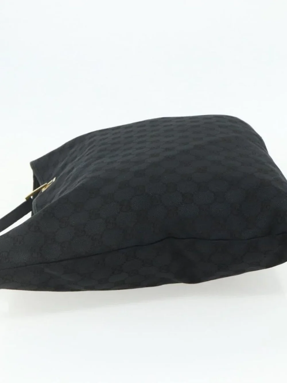 GUCCI GG Canvas Tote Bag Black Gold 002 1097 Auth ti3861